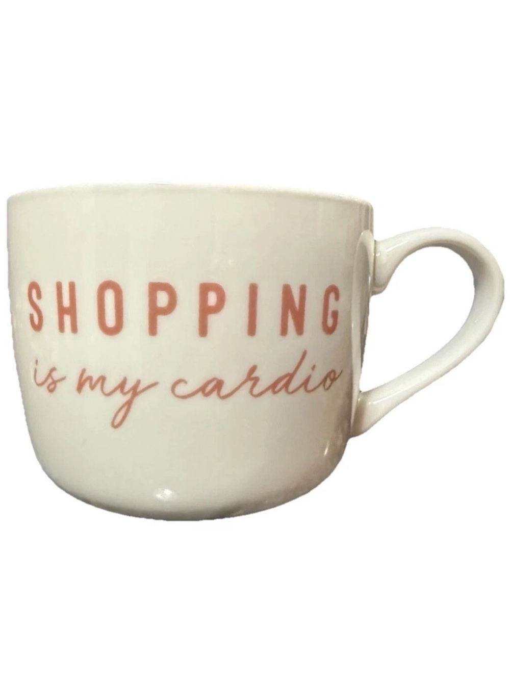 Opalhouse “Shopping Is My Cardio” White & Pink Porcelain Coffee Mug